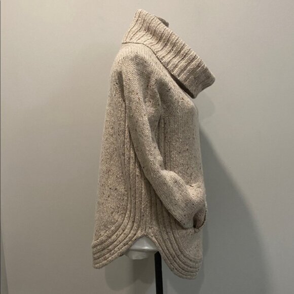 Cynthia Rowley Heathered Grey Cowl Neck Wool Sweater Size Medium Cozy Knit - Picture 8 of 13